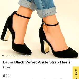 Ankle-Strap Black Velvet Party Platform Heels